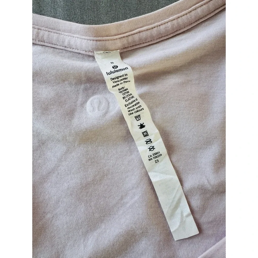 Lululemon Pink Pima Cotton Love V-Neck Tee Size 8 Athletic‎ Yoga Top - Picture 4 of 6